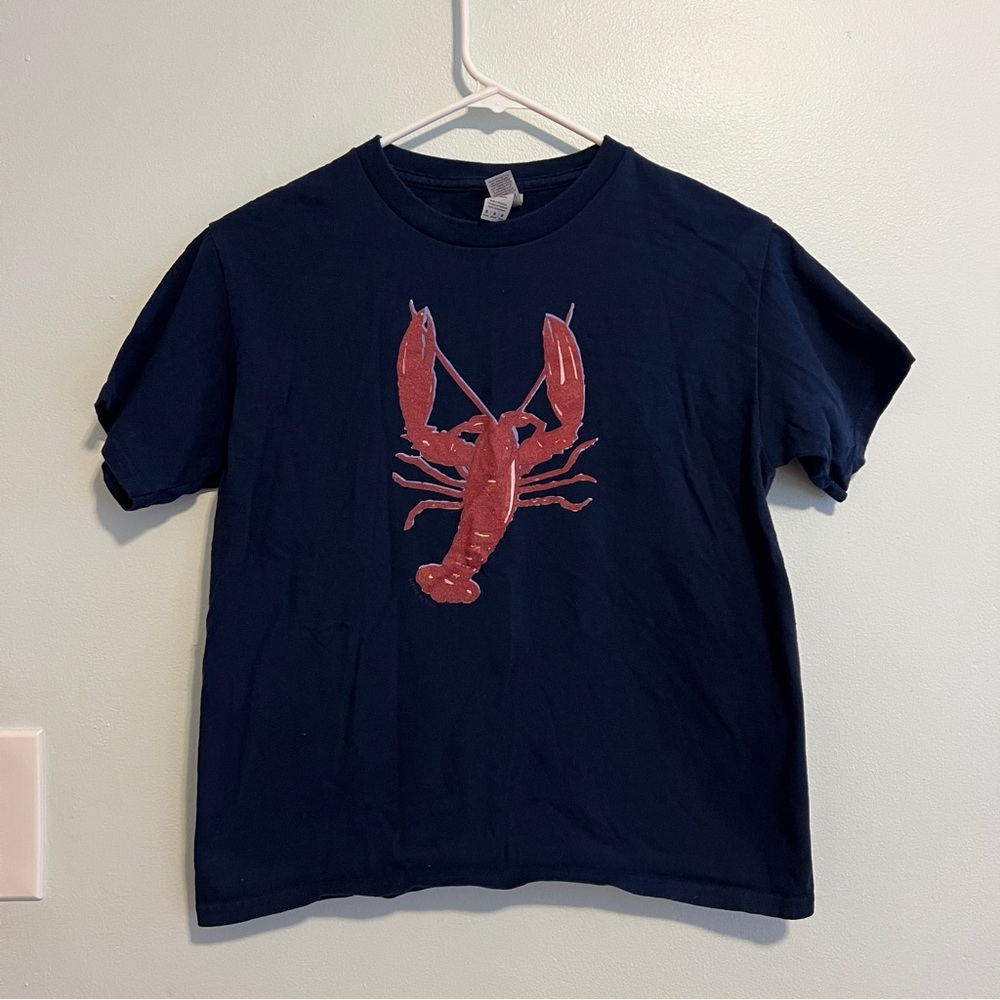 In Print We Trust Navy T-Shirt with Red Lobster Graphic
